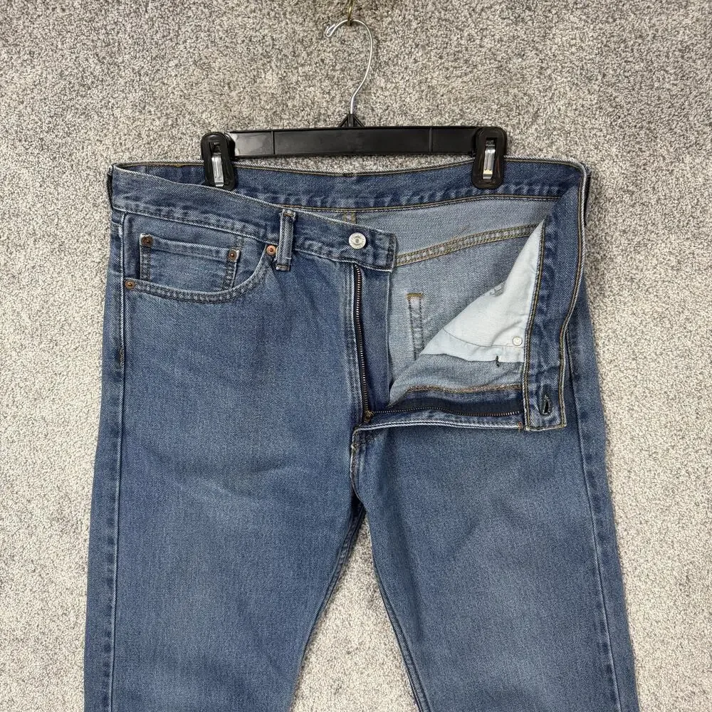 Levis 505 Jeans Mens 35x31 Blue Medium Wash Regular Fit Straight Denim Classic